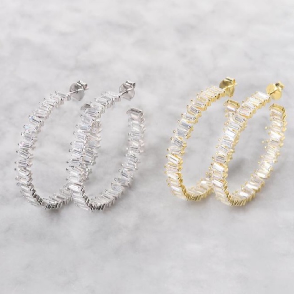 Baguette CZ hoops